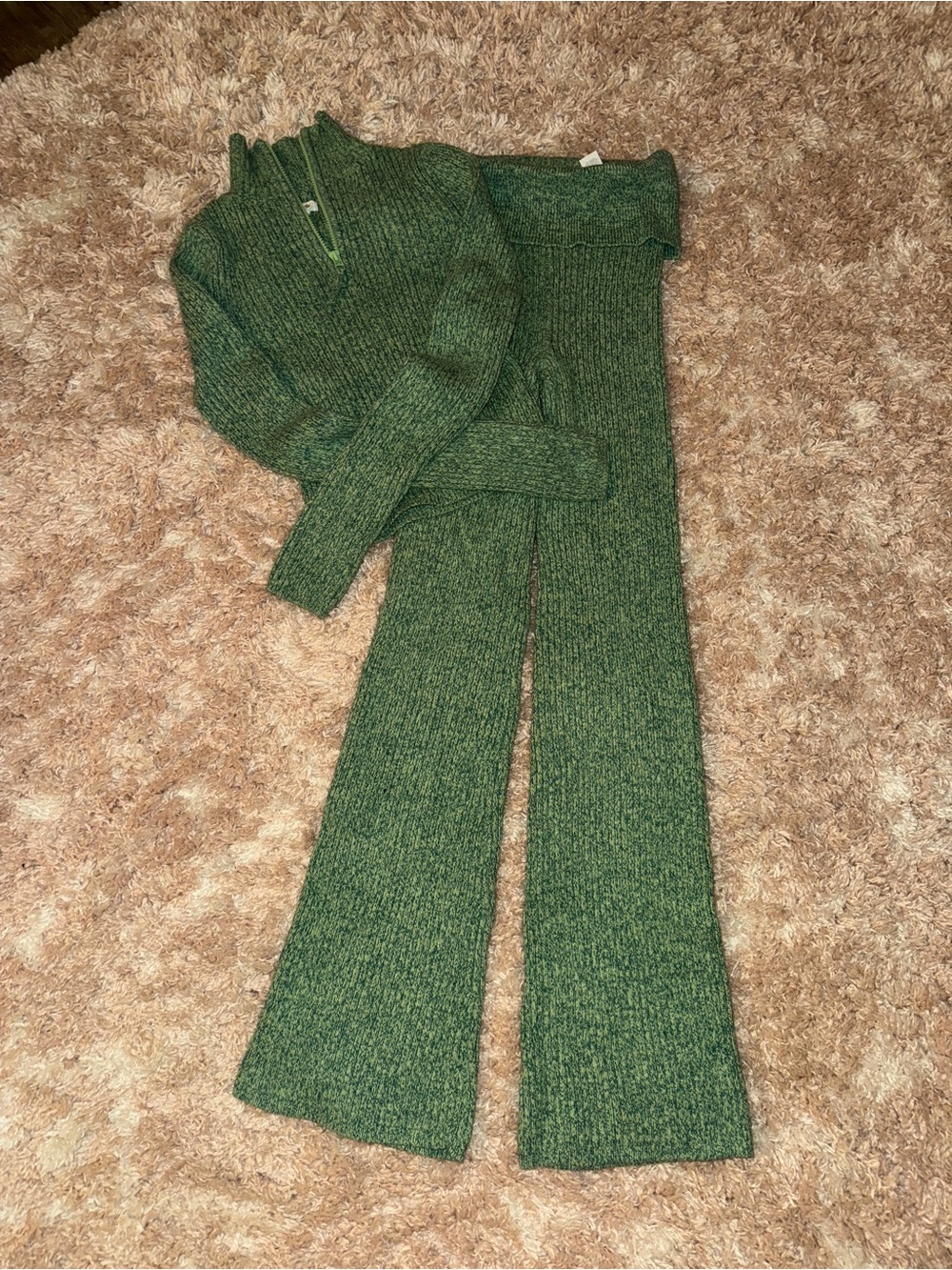 Aerie Knit Flare Pants & Sweater Set - Green